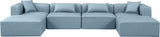 Cube Light Blue Vegan Leather Modular Sectional 668LtBlu-Sec6B Meridian Furniture