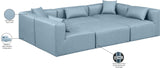 Cube Light Blue Vegan Leather Modular Sectional 668LtBlu-Sec6C Meridian Furniture