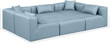 Cube Light Blue Vegan Leather Modular Sectional 668LtBlu-Sec6C Meridian Furniture