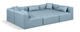 Cube Light Blue Vegan Leather Modular Sectional 668LtBlu-Sec6C Meridian Furniture