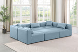 Cube Light Blue Vegan Leather Modular Sectional 668LtBlu-Sec6C Meridian Furniture