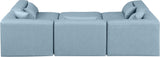 Cube Light Blue Vegan Leather Modular Sectional 668LtBlu-Sec6C Meridian Furniture