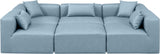 Cube Light Blue Vegan Leather Modular Sectional 668LtBlu-Sec6C Meridian Furniture