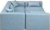 Cube Light Blue Vegan Leather Modular Sectional 668LtBlu-Sec6C Meridian Furniture