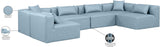 Cube Light Blue Vegan Leather Modular Sectional 668LtBlu-Sec6D Meridian Furniture