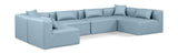 Cube Light Blue Vegan Leather Modular Sectional 668LtBlu-Sec6D Meridian Furniture