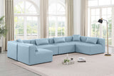 Cube Light Blue Vegan Leather Modular Sectional 668LtBlu-Sec6D Meridian Furniture