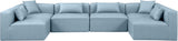 Cube Light Blue Vegan Leather Modular Sectional 668LtBlu-Sec6D Meridian Furniture