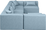 Cube Light Blue Vegan Leather Modular Sectional 668LtBlu-Sec6D Meridian Furniture