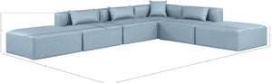 Cube Light Blue Vegan Leather Modular Sectional 668LtBlu-Sec6E Meridian Furniture