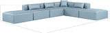 Cube Light Blue Vegan Leather Modular Sectional 668LtBlu-Sec6E Meridian Furniture