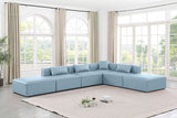 Cube Light Blue Vegan Leather Modular Sectional 668LtBlu-Sec6E Meridian Furniture