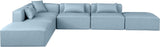 Cube Light Blue Vegan Leather Modular Sectional 668LtBlu-Sec6E Meridian Furniture