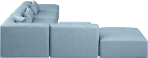 Cube Light Blue Vegan Leather Modular Sectional 668LtBlu-Sec6E Meridian Furniture