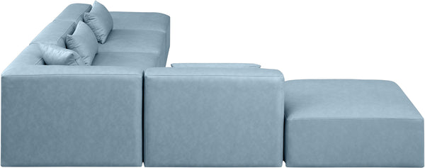 Cube Light Blue Vegan Leather Modular Sectional 668LtBlu-Sec6E Meridian Furniture