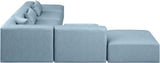 Cube Light Blue Vegan Leather Modular Sectional 668LtBlu-Sec6E Meridian Furniture