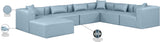 Cube Light Blue Vegan Leather Modular Sectional 668LtBlu-Sec7A Meridian Furniture