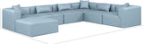 Cube Light Blue Vegan Leather Modular Sectional 668LtBlu-Sec7A Meridian Furniture