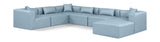 Cube Light Blue Vegan Leather Modular Sectional 668LtBlu-Sec7A Meridian Furniture