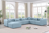 Cube Light Blue Vegan Leather Modular Sectional 668LtBlu-Sec7A Meridian Furniture