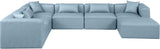 Cube Light Blue Vegan Leather Modular Sectional 668LtBlu-Sec7A Meridian Furniture