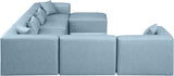 Cube Light Blue Vegan Leather Modular Sectional 668LtBlu-Sec7A Meridian Furniture