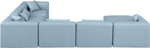Cube Light Blue Vegan Leather Modular Sectional 668LtBlu-Sec7A Meridian Furniture