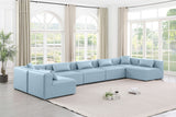 Cube Light Blue Vegan Leather Modular Sectional 668LtBlu-Sec7B Meridian Furniture