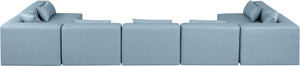 Cube Light Blue Vegan Leather Modular Sectional 668LtBlu-Sec7B Meridian Furniture