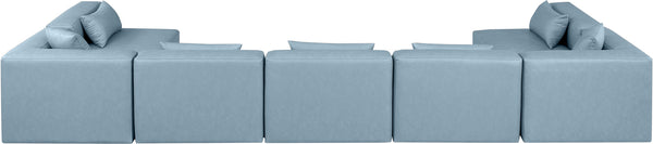 Cube Light Blue Vegan Leather Modular Sectional 668LtBlu-Sec7B Meridian Furniture