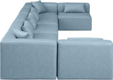 Cube Light Blue Vegan Leather Modular Sectional 668LtBlu-Sec7B Meridian Furniture