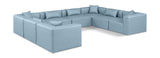 Cube Light Blue Vegan Leather Modular Sectional 668LtBlu-Sec8A Meridian Furniture