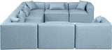 Cube Light Blue Vegan Leather Modular Sectional 668LtBlu-Sec8A Meridian Furniture