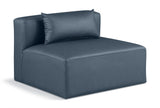 Cube Navy Blue Vegan Leather Armless Chair 668Navy-Armless Meridian Furniture