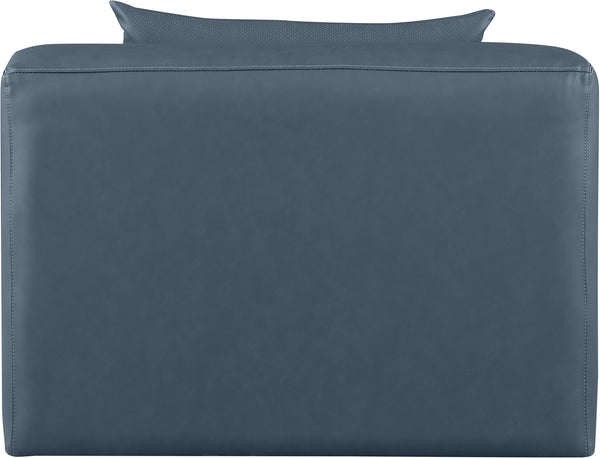 Cube Navy Blue Vegan Leather Armless Chair 668Navy-Armless Meridian Furniture