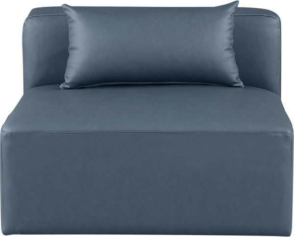 Cube Navy Blue Vegan Leather Armless Chair 668Navy-Armless Meridian Furniture