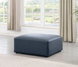 Cube Navy Blue Vegan Leather Ottoman 668Navy-Ott Meridian Furniture