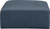 Cube Navy Blue Vegan Leather Ottoman 668Navy-Ott Meridian Furniture