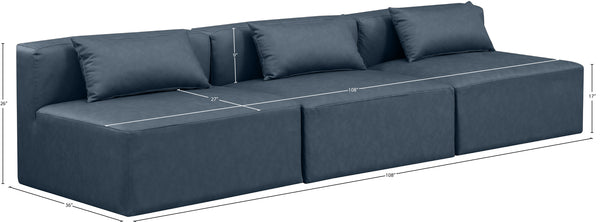 Cube Navy Blue Vegan Leather Modular Sofa 668Navy-S108A Meridian Furniture