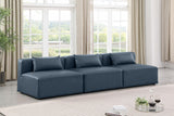 Cube Navy Blue Vegan Leather Modular Sofa 668Navy-S108A Meridian Furniture