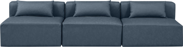 Cube Navy Blue Vegan Leather Modular Sofa 668Navy-S108A Meridian Furniture