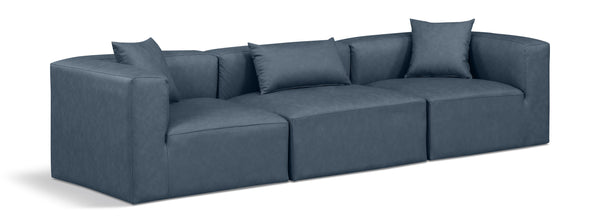 Cube Navy Blue Vegan Leather Modular Sofa 668Navy-S108B Meridian Furniture