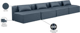 Cube Navy Blue Vegan Leather Modular Sofa 668Navy-S144A Meridian Furniture