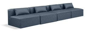 Cube Navy Blue Vegan Leather Modular Sofa 668Navy-S144A Meridian Furniture