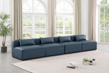 Cube Navy Blue Vegan Leather Modular Sofa 668Navy-S144A Meridian Furniture