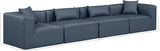 Cube Navy Blue Vegan Leather Modular Sofa 668Navy-S144B Meridian Furniture