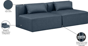 Cube Navy Blue Vegan Leather Modular Sofa 668Navy-S72A Meridian Furniture