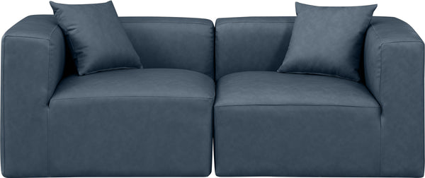 Cube Navy Blue Vegan Leather Modular Sofa 668Navy-S72B Meridian Furniture