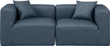 Cube Navy Blue Vegan Leather Modular Sofa 668Navy-S72B Meridian Furniture