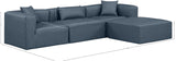 Cube Navy Blue Vegan Leather Modular Sectional 668Navy-Sec4A Meridian Furniture